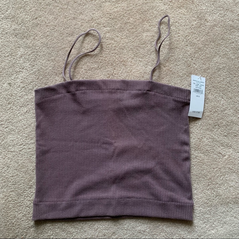 american eagle purple ribbed tube top tank size small